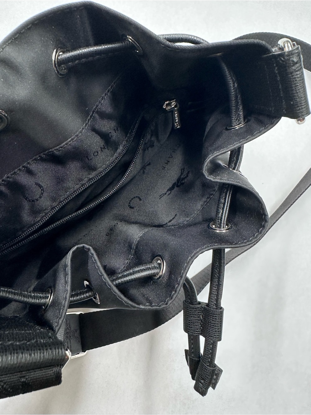 New $295 Longchamp Small Le Pliage Neoprene Bucket Bag Black - Picture 4 of 4